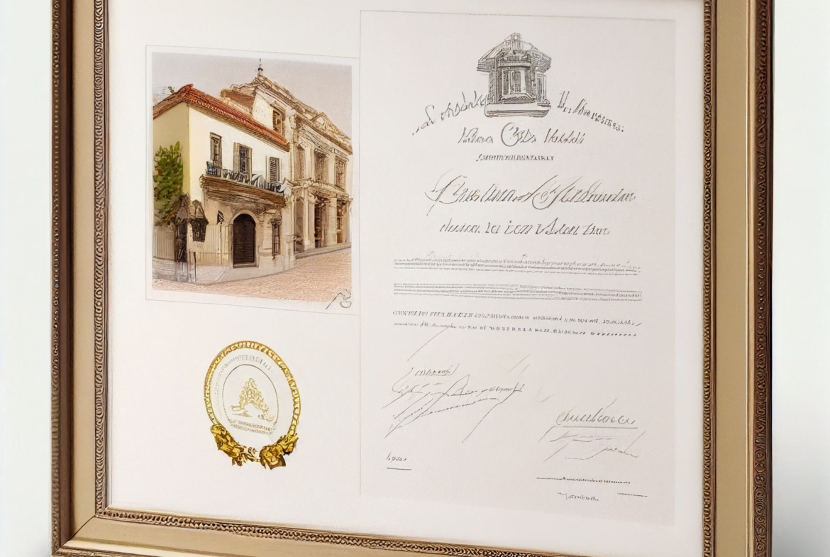 habitation certificate: render of certificate in a frame